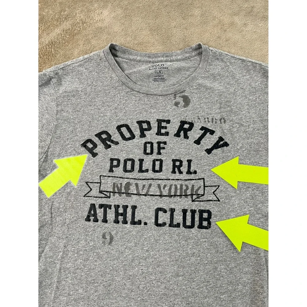 Polo Ralph Lauren Graphic T-Shirt Men's size Large Gray Custom Fit
